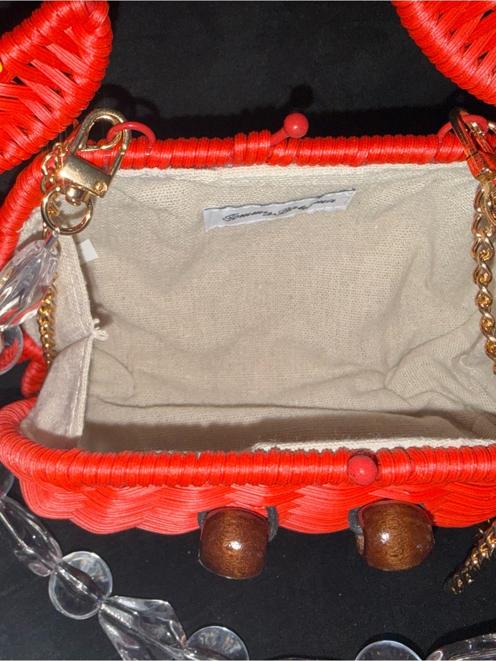 Tommy Bahama Red Woven Crab-Shaped Mini Bag with Beaded Handle - Picture 4 of 4